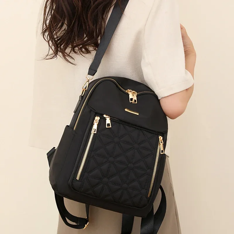 sac à dos de moto matelassé chic antivol avec plusieurs poches extérieures zippées, sac à dos compact et tendance pour les loisirs et les promenades en plein air