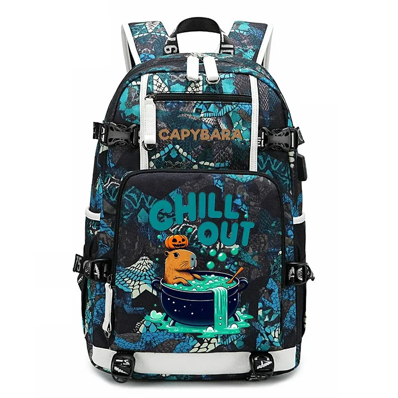 sac à dos d'étudiant à grande capacité avec imprimé de capybara, pour garçons et filles, sac de voyage décontracté, sac d'école léger et durable, utilisation quotidienne