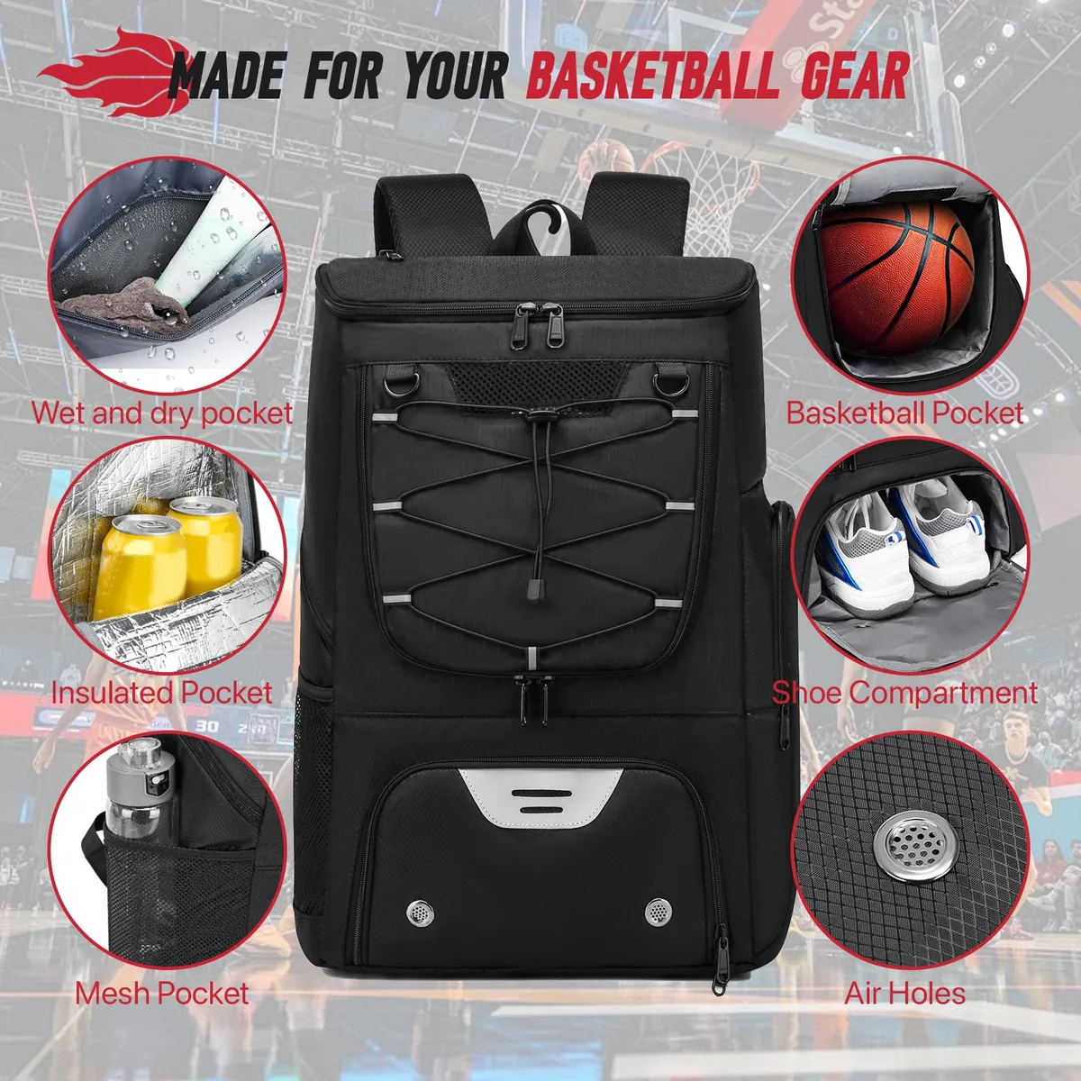 sac à dos de football pour hommes, sac à dos de basket-ball, sacs de rangement de football en plein air, sac à dos de sport d'entraînement avec compartiment à chaussures