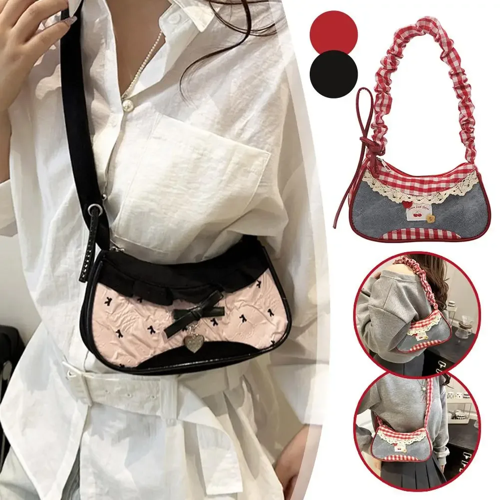 nouveau mignon à carreaux cowboy doux femmes simple mode sac à bandoulière décontracté rose mini sacs à main femmes harajuku plaid mini sacs