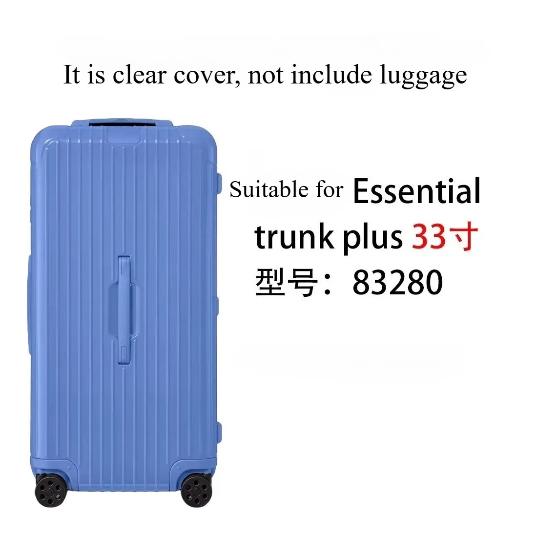 housse de protection transparente en pvc, adaptée au valise rimowa essential trunk plus, housse de protection anti-poussière épaisse de 33 pouces