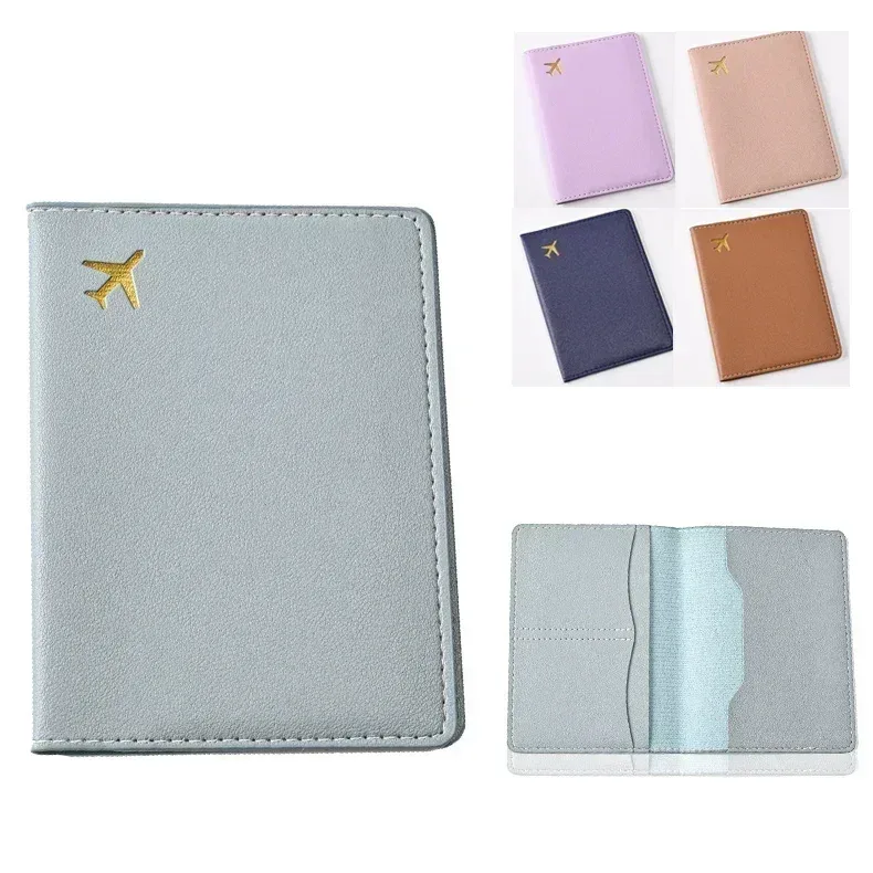 porte-passeport en cuir pu pour femmes et hommes, clip multifonctionnel pour billet d'avion, portefeuille et étui pour carte d'identité, 1pc