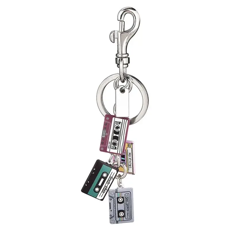 porte-clés vintage en forme de cassette rétro années 90 et 80, accessoires pour femmes et filles, breloques pour sacs à dos et sacs à main