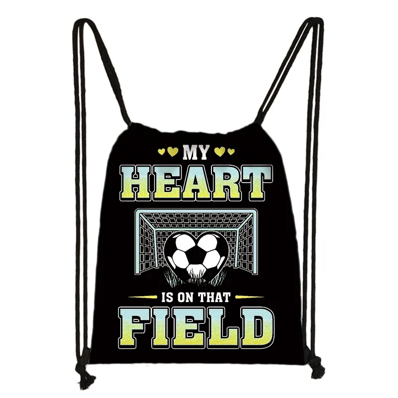 sac à dos en toile avec imprimé footbally et soccerly pour homme, sac de voyage avec cordon de serrage de proximité pour garçon adolescent, porte-chaussures, cadeau pour enfant
