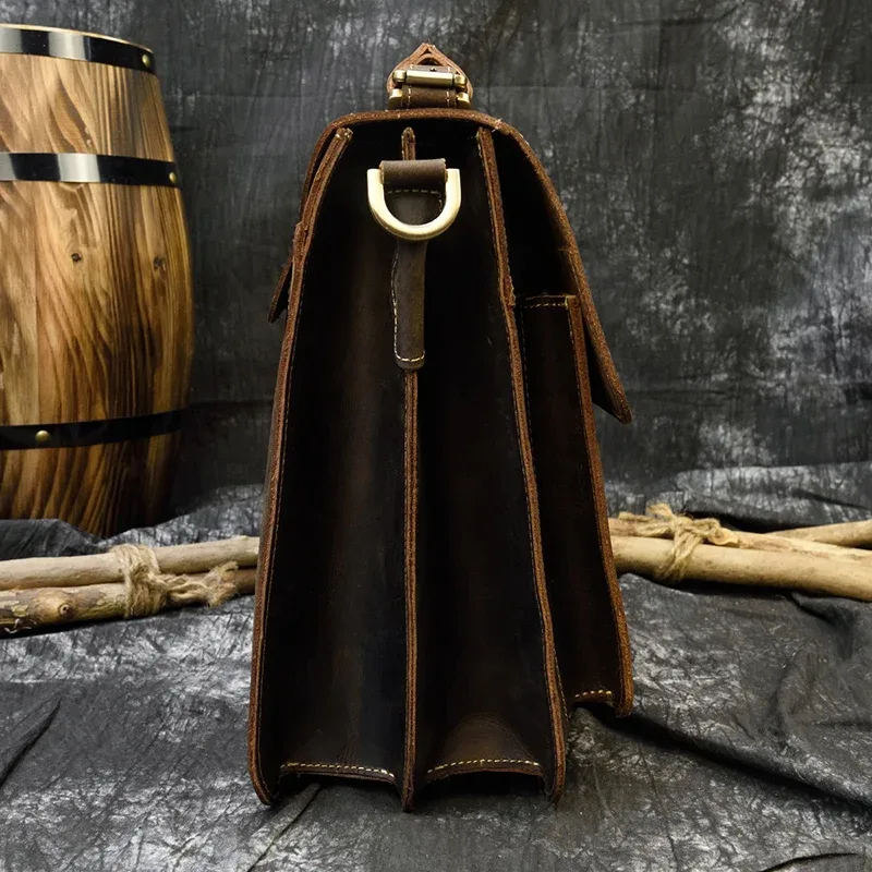 luufan-sac d'ordinateur portable en cuir véritable pour homme, étui à bombes d'affaires, sac de messager en cuir de vache, sac de calcul initié, fourre-tout pour homme, 15 pouces