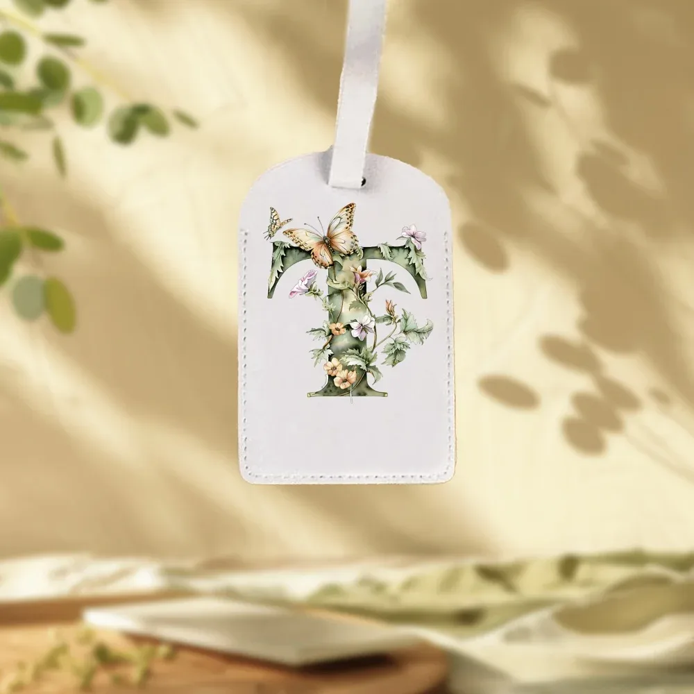étiquettes de bagages blanches personnalisées adaptées aux valises, aux vêtements et aux bijoux - nom/logo/texte, 26 étiquettes florales et alphabétiques