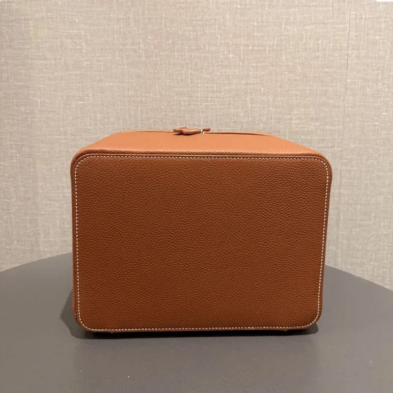 trousse de maquillage grande capacité en cuir de vachette première couche, sac de maquillage multifonctionnel, sac à bijoux de voyage, sac de rangement