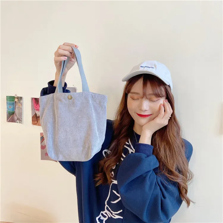 petit sac fourre-tout en velours côtelé de style coréen pour femmes et filles, mini sacs à main, sacs à lunch, shopping, grill, poudres à main, mignon
