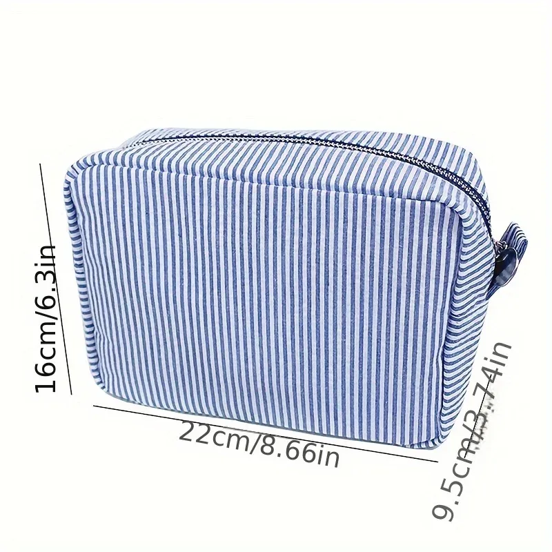 trousse de maquillage à rayures brodée – trousse à cosmétiques personnalisée, pochette de beauté élégante, cadeau parfait de demoiselle d'honneur pour la célébration du mariage