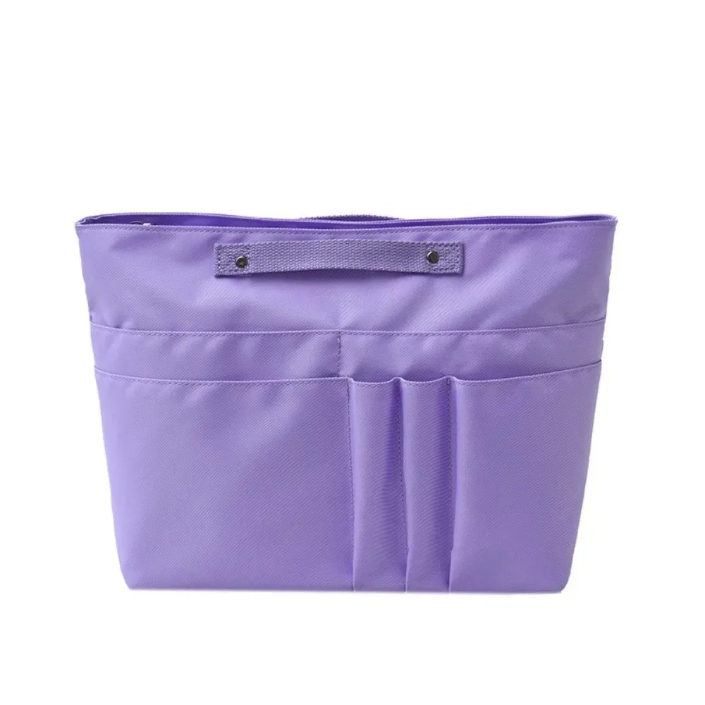 organisateur de sac à main en nylon, insert multi-poches, grande capacité, organisateur de sac fourre-tout, couleur unie, sac de rangement léger pour maquillage