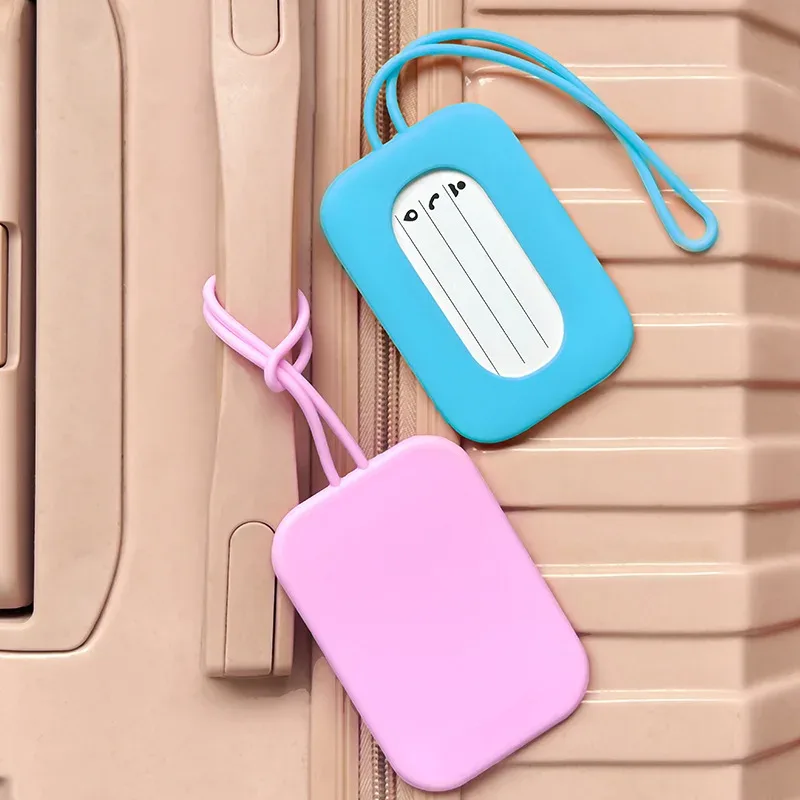 étiquettes de bagage de voyage en silicone, porte-nom et porte-carte d'identité, étiquette de valise de couleur unie, étiquette de bagage d'embarquement, accessoires de voyage