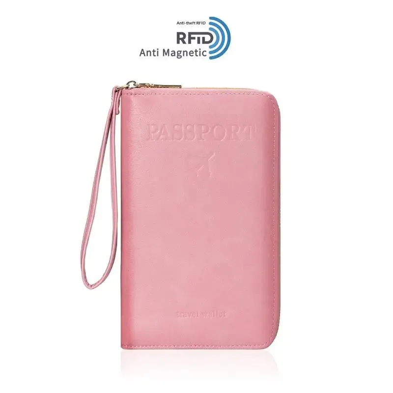 porte-passeport unisexe avec blocage rfid, en cuir pu, avec fermeture éclair, étui de voyage, accessoires de voyage pour hommes et femmes