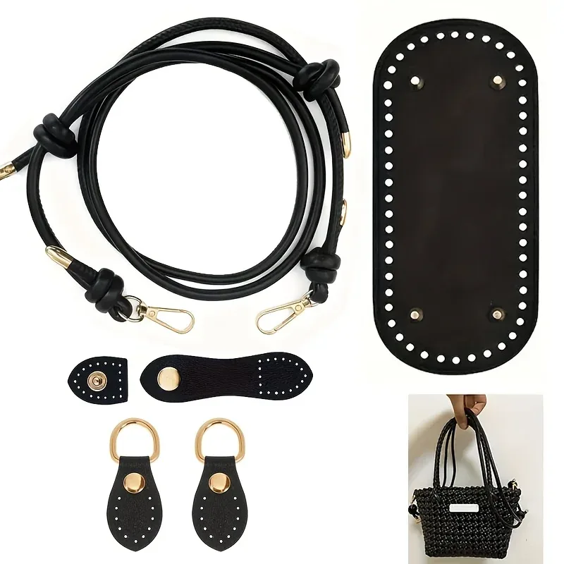 ensemble de fabrication de sacs au crochet en 4 parties | boucle réglable en similicuir, boucle de base et boucle en forme de gourde, sac à bandoulière tendance en similicuir, matériaux artisanaux faits main, faciles à réaliser, accessoires de sac diy, matériaux pour la fabrication de portefeuilles, fabrication de portefeuilles diy.