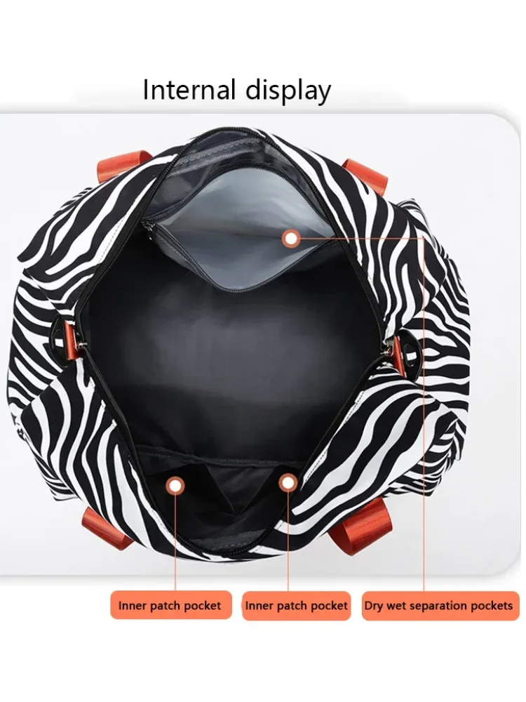 sac de voyage spacieux et durable pour femmes, avec imprimé animal, sac de sport de grande capacité en nylon, sac de nuit pour week-end