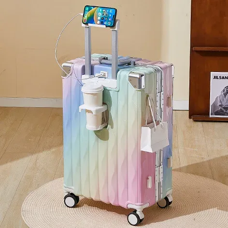 valise à bagages de 20 pouces, nouvelle valise de grande capacité, étui de voyage à 24 cadres en aluminium, boîte de mot de passe durable
