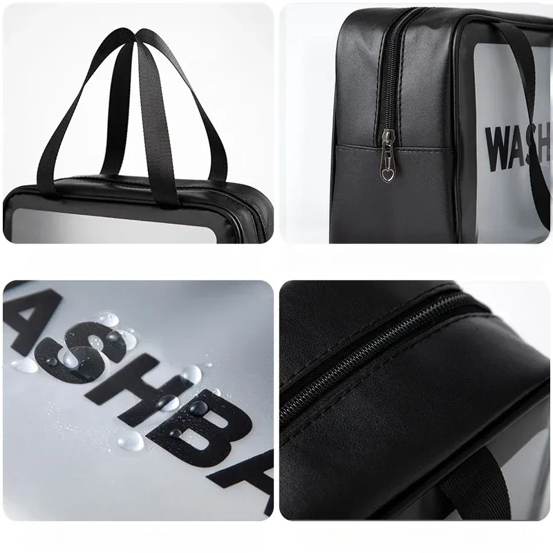 sac de rangement de voyage en pu pour femme, trousse à cosmétiques, trousse de maquillage, trousse de toilette étanche, étuis à cosmétiques transparents