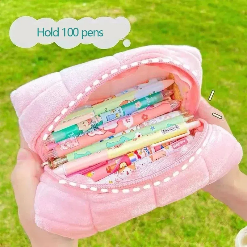 sac à cosmétiques design oreiller rose/blanc/bleu, 1 pièce, trousse à crayons, pochette à stylos, grande capacité, trousse de rangement pour étudiants