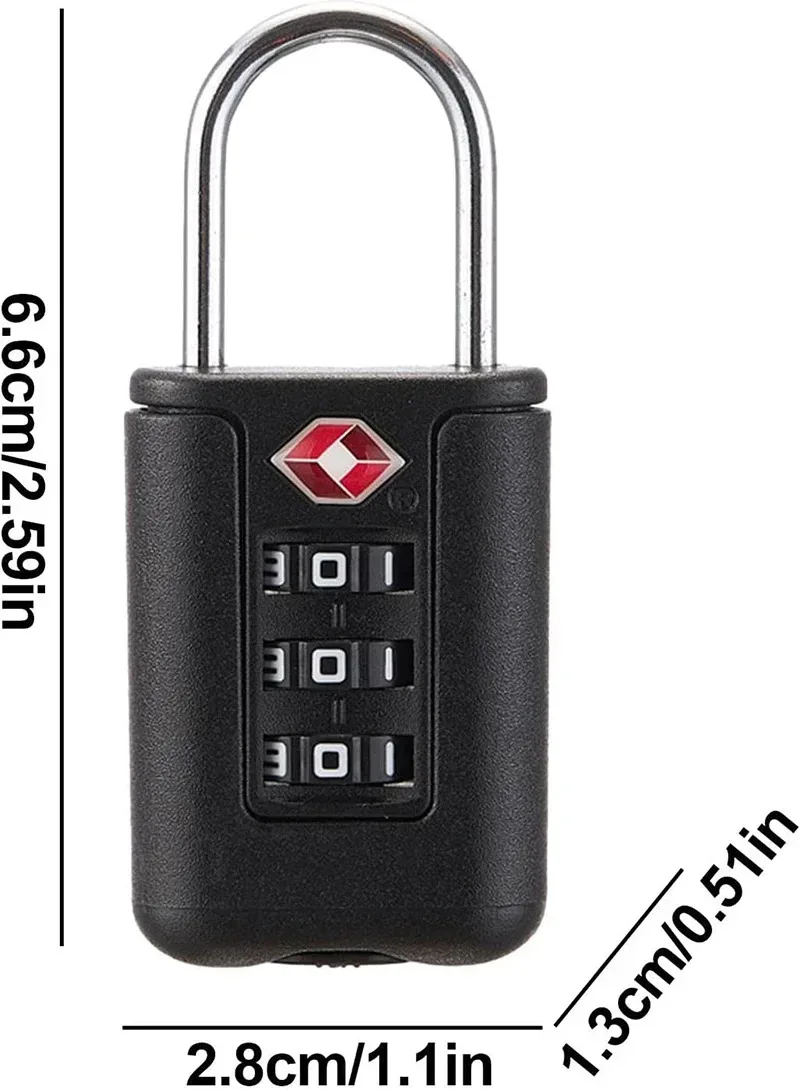 serrures de bagages approuvées par la tsa, serrures tsa pour bagages, cadenas à combinaison à 3 chiffres, serrure de voyage pour valises et bagages (noir)