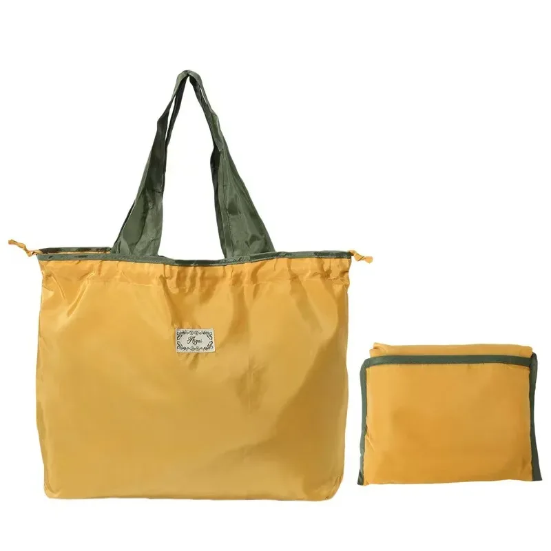 sac de courses réutilisable, sac de rangement écologique pliable de grande capacité avec cordon de serrage, sac à bandoulière décontracté pour le shopping, 1 pièce