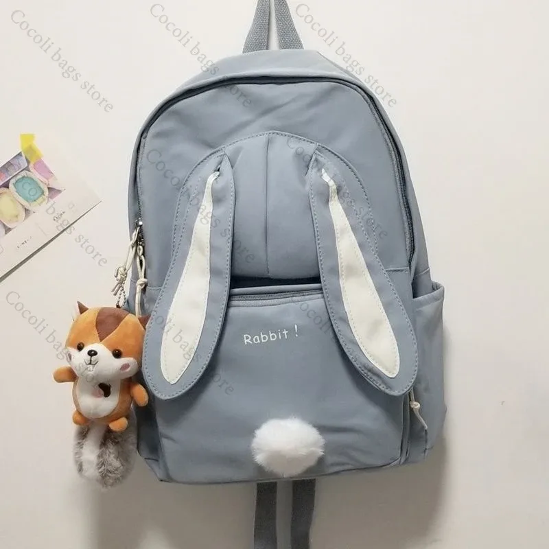 sac à dos oreilles de lapin kawaii pour filles, sac à dos d'école mignon pour filles, sac à dos à usage quotidien en nylon pour la rentrée scolaire