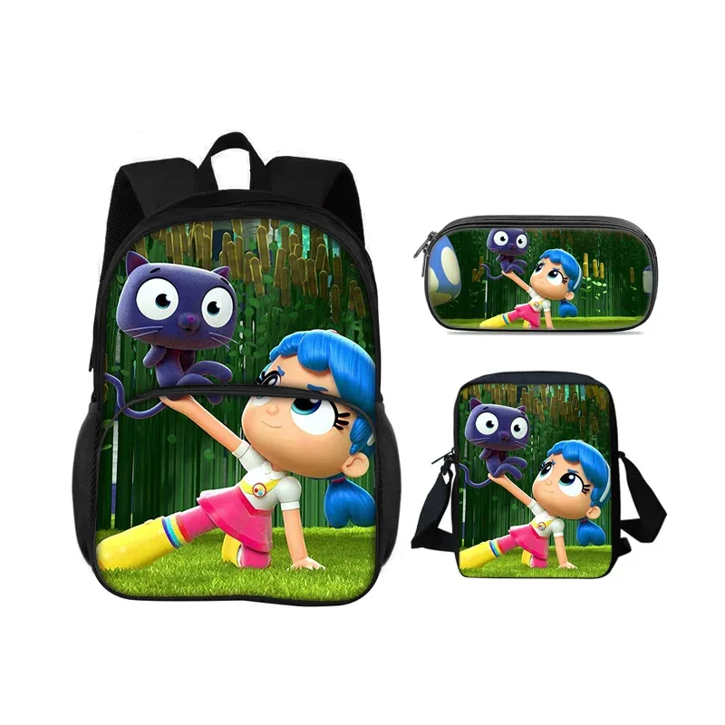 sac à dos true and the rainbow kingdom avec patch rond, trousse à crayons, sac à bandoulière, ensemble de 3 pièces, imprimé dessin animé, sac à dos pour élèves de maternelle