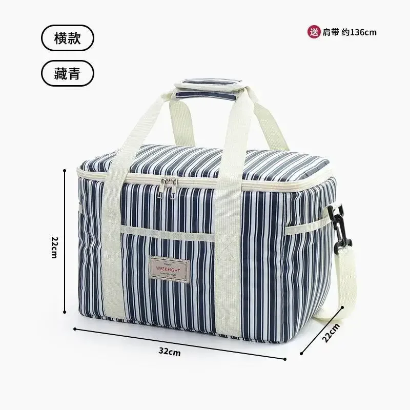 sac à bandoulière épais pour maman, sacs à main de stockage de lait maternel, sac de boîte à déjeuner isolé rayé de grande capacité
