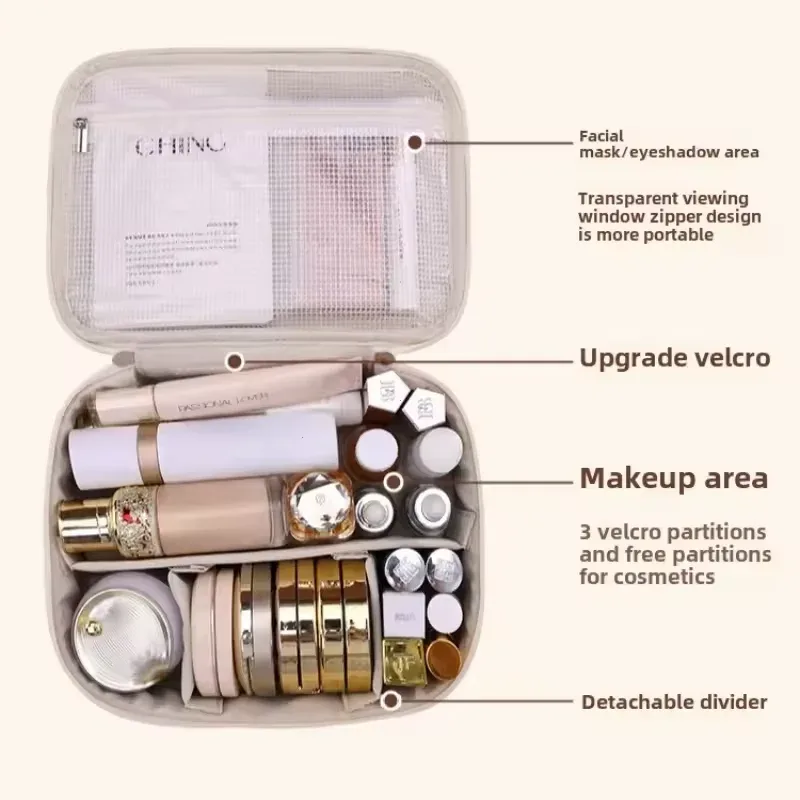 sac à cosmétiques pour femmes, trousse de maquillage double couche, grande capacité, organisateur de cosmétiques de luxe, essentiels de voyage, sac à cosmétiques pour femmes