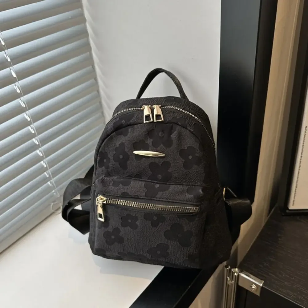 sac à dos mignon en toile à motif floral, sac à bandoulière en cuir pu à motif floral, grande capacité, style coréen, sac d'école pour étudiants, voyage