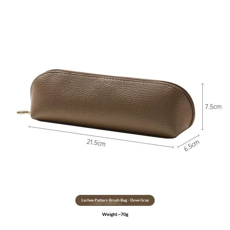 pochette à crayons en cuir pu, fermeture éclair en métal imperméable, organisateur de papeterie léger et durable pour l'école, le bureau, les voyages d'affaires