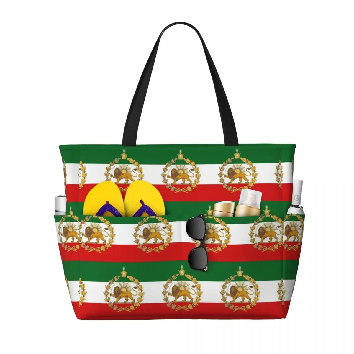 sac fourre-tout de plage avec drapeau de l'iran, sac de sport, de gym, de yoga, grand sac fourre-tout pour femmes, sac de voyage, sac de fitness