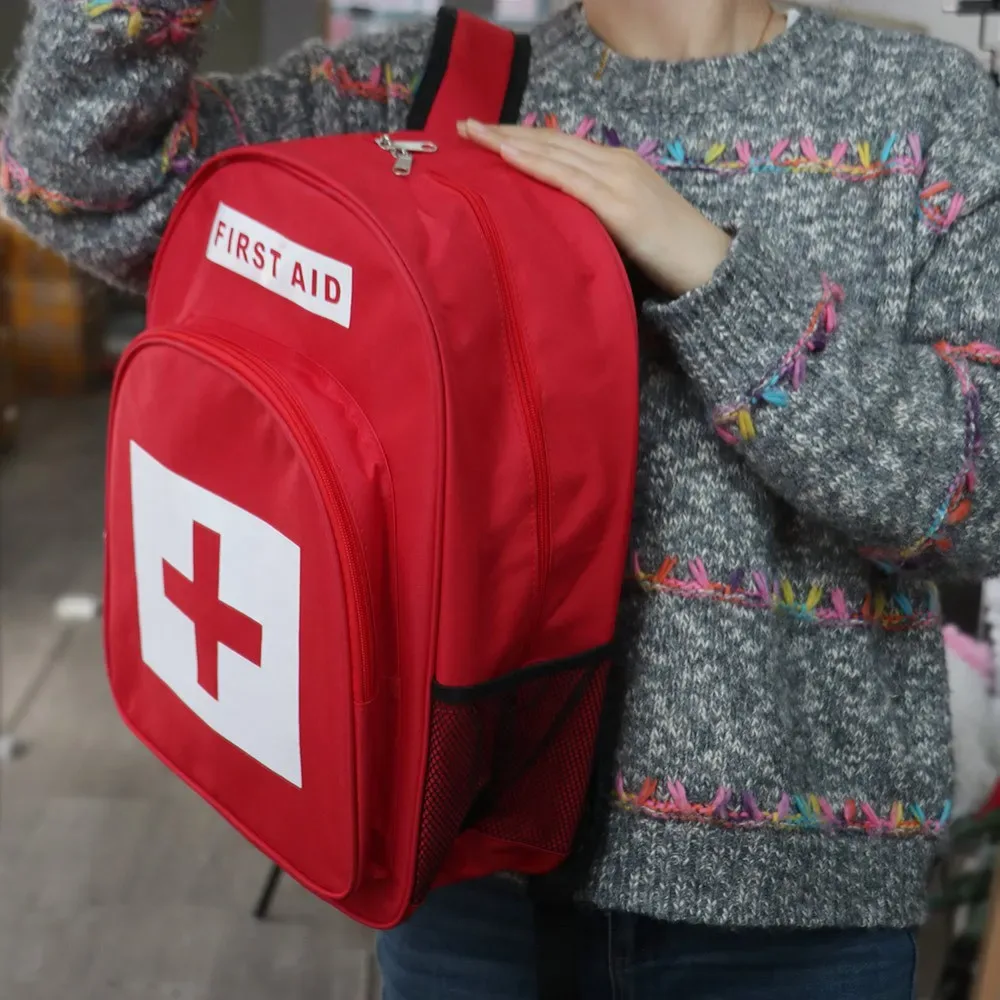 sac à dos d'urgence vide pour médicaments, anti-rayures, rouge, sacs de sauvetage extérieur, sacs de traumatologie multi-poches en nylon pour premiers intervenants