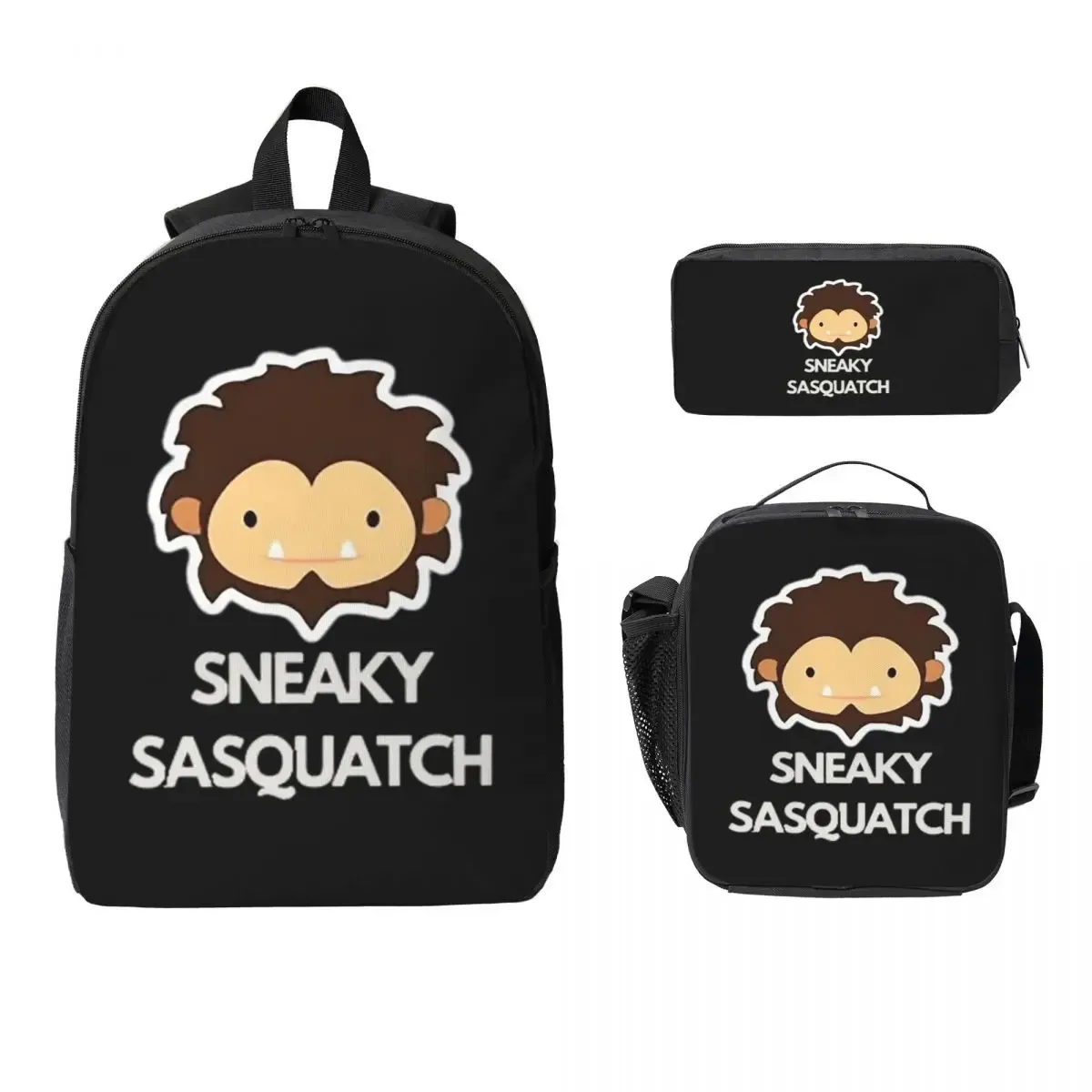 sneaky sasquatch affiche sac à dos étudiant garçons filles bookbag sac d'école ordinateur portable sacs à bandoulière 3ps sac à déjeuner isolé trousse à crayons
