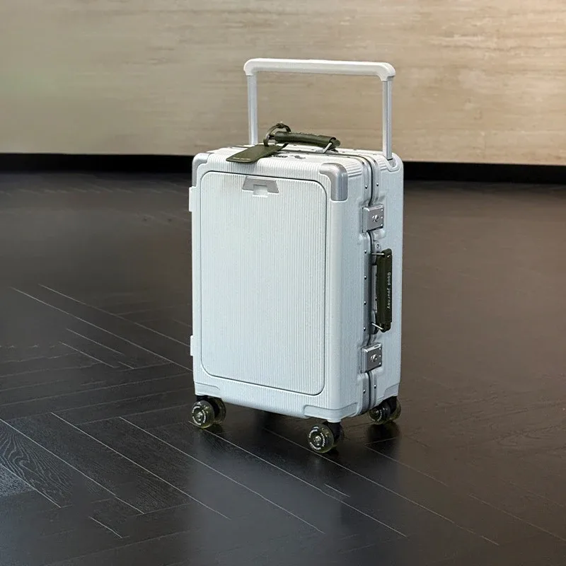 valise de voyage 20/24/26 pouces avec cadre en aluminium, trolley large, bagage cabine avec porte-gobelet, valise à roulettes pour l'embarquement