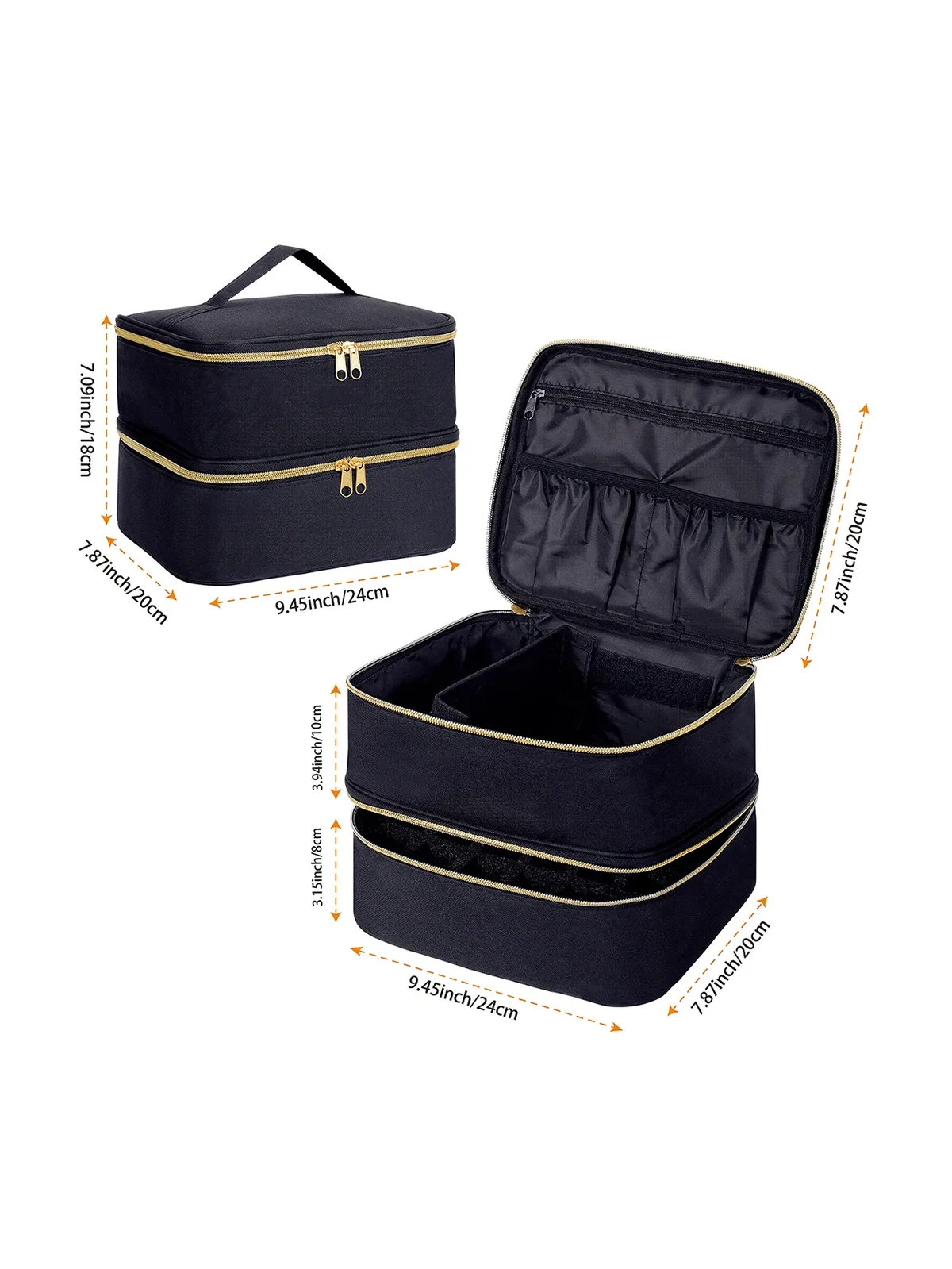 organisateur de vernis à ongles, sac fourre-tout de rangement cosmétique double couche portatif pour les amateurs d'ongles, peut stocker des outils à ongles, du gel de vernis à ongles, d