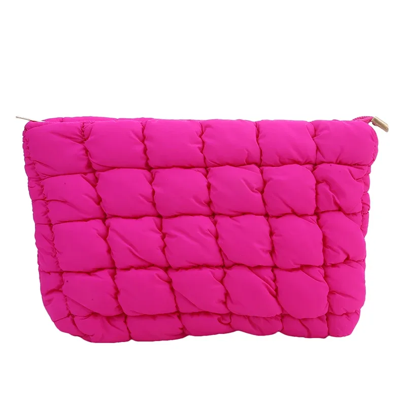 pochette de maquillage rembourrée et matelassée pour femmes, sac de rangement de maquillage bouffant, grand sac de rangement de cosmétiques, pochette à main, étui de beauté