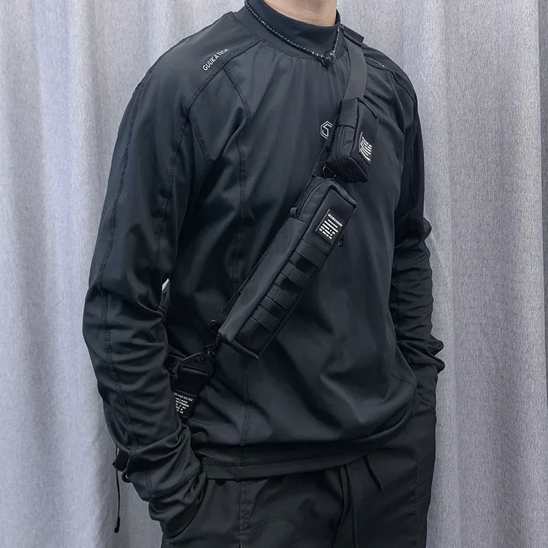 fonction tactique diverses combinaisons réglable sac à bandoulière sangle homme techwear style haute rue modulaire sac accessoires