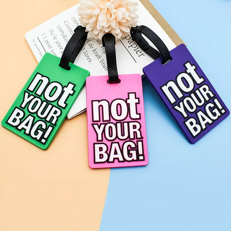 étiquette de voyage portable en silicone, étiquette de bagage, style dessin animé, étiquette de valise, lettre créative, pas votre sac, accessoires de voyage, mode