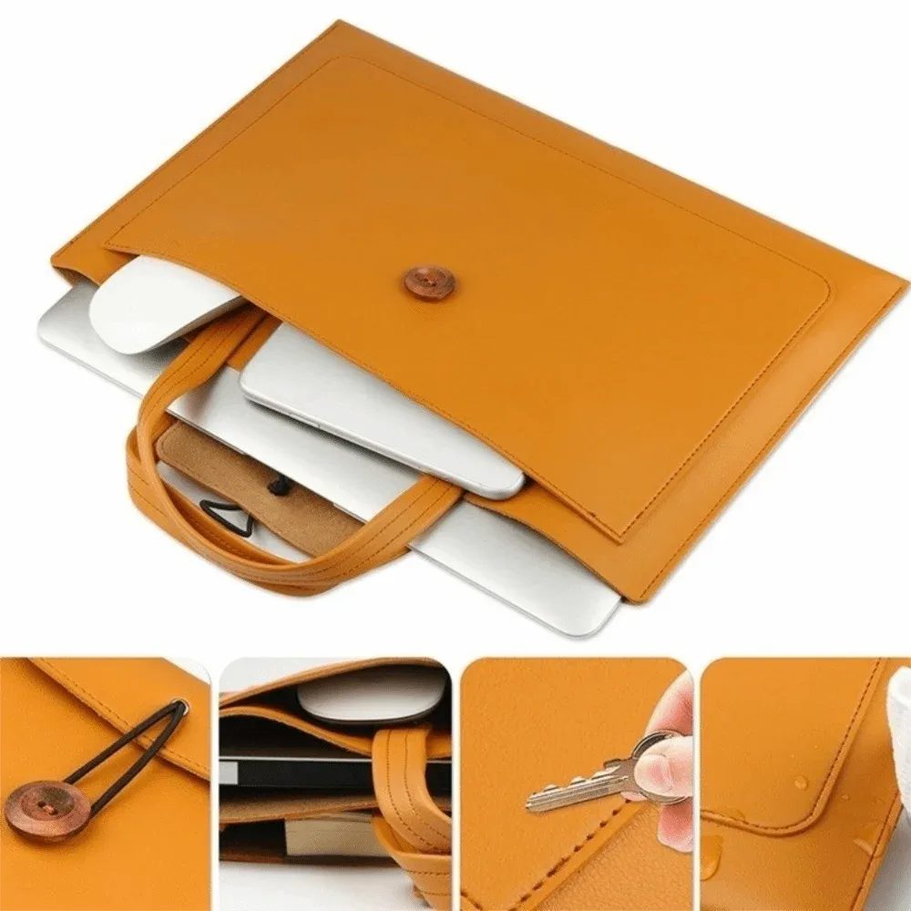 sac pour ordinateur portable de grande capacité, sac de protection rectangulaire de couleur unie avec poche de