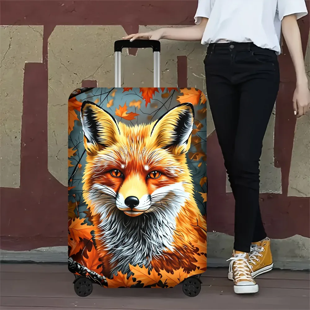 1 housse de bagage à imprimé renard et feuilles d'automne. convient aux valises de 18 à 32 pouces ; protège efficacement vos bagages