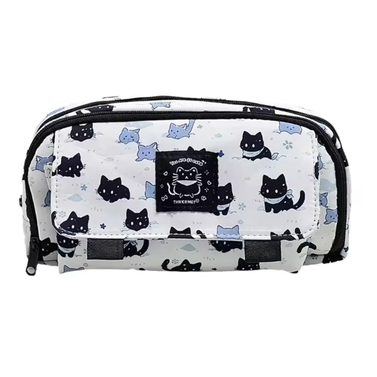 nouvelle arrivée : trousse à crayons chaton blanc neige, esthétique haut de gamme, double couche, multifonctionnelle, imprimée, pour étudiants du collège