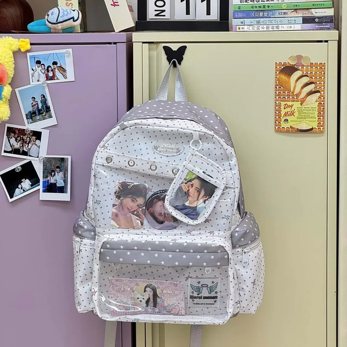 nouveau sac à dos ita y2k mignon à étoiles et pois grande capacité pour étudiants, sac d'école personnalisable, sac à dos d'extérieur décontracté pour voyage