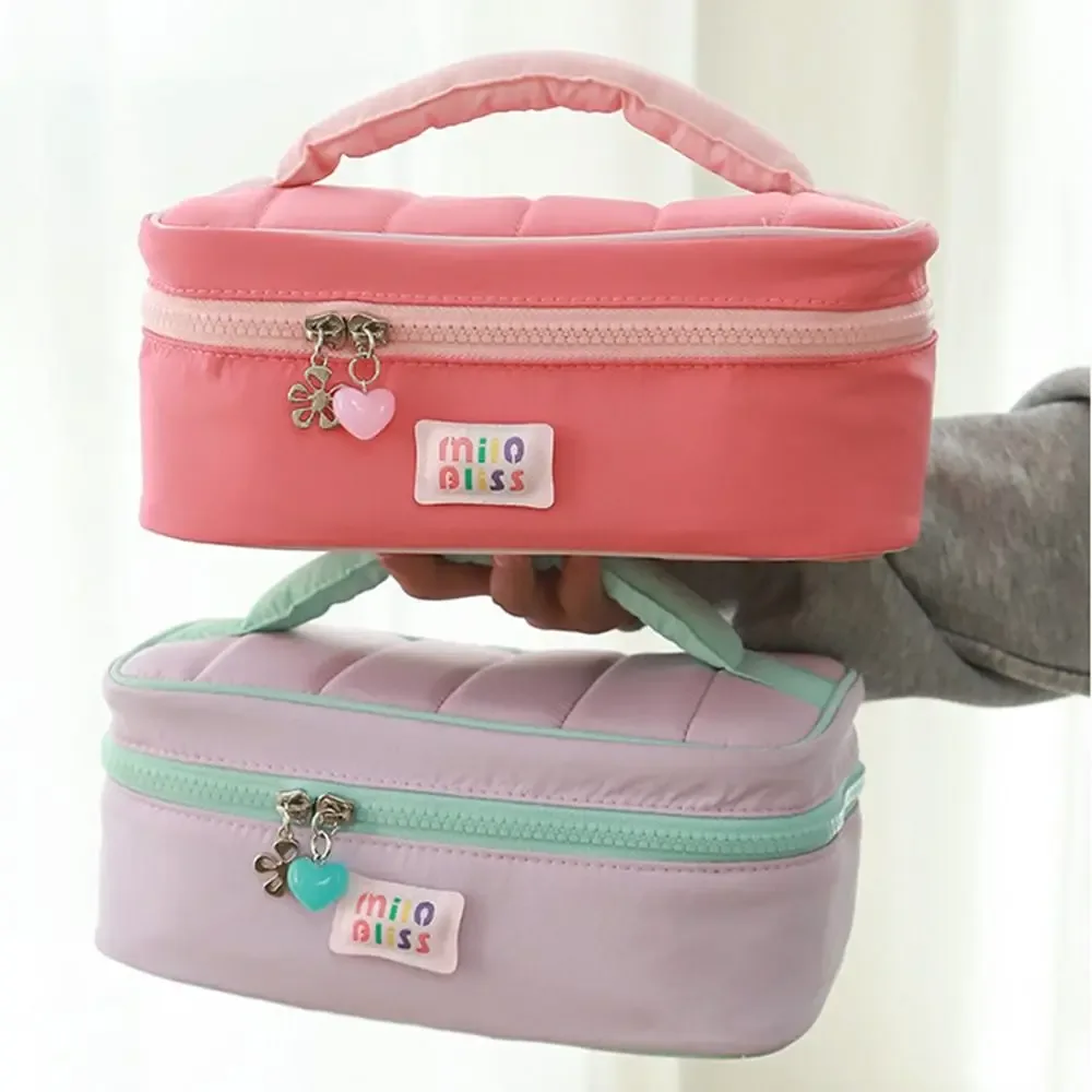 petite trousse de toilette fraîche et colorée, portable, grande capacité, sac de voyage pour cosmétiques, série pour filles, sac de rangement, couleur contrastée