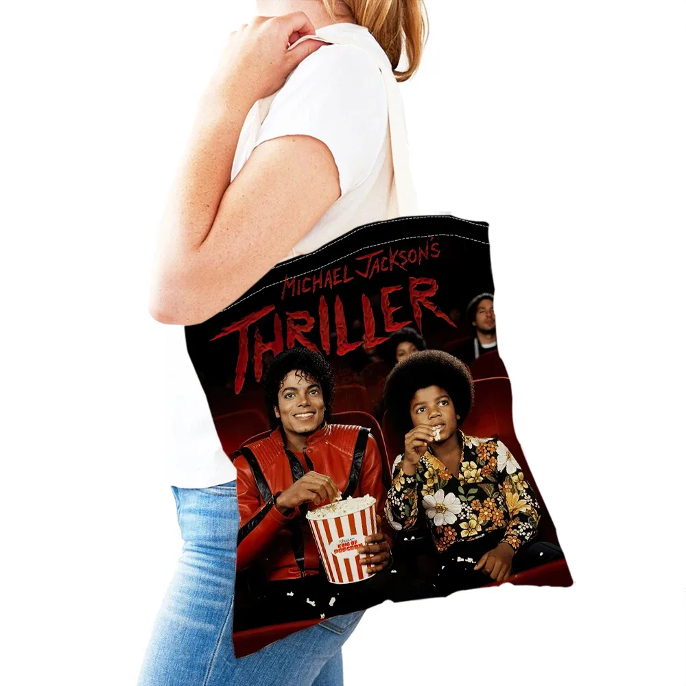 michael jackson – sac de shopping pour femmes, double impression, sacs de shopping super star lady, sac à main design, sac fourre-tout écologique, portable et pratique