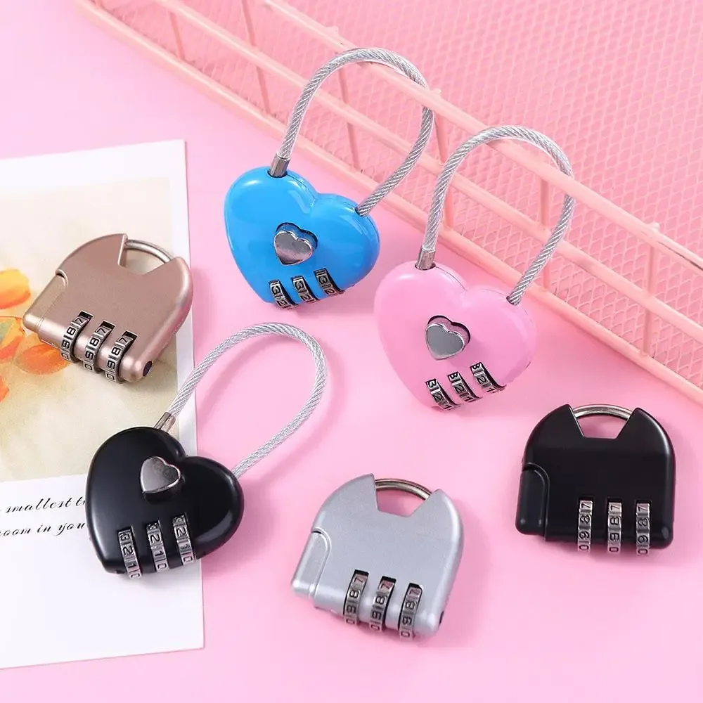 cadenas en forme de cœur pour valise, trolley, tiroir de gym, valise, cadenas à code douanier tsa, cadenas à c