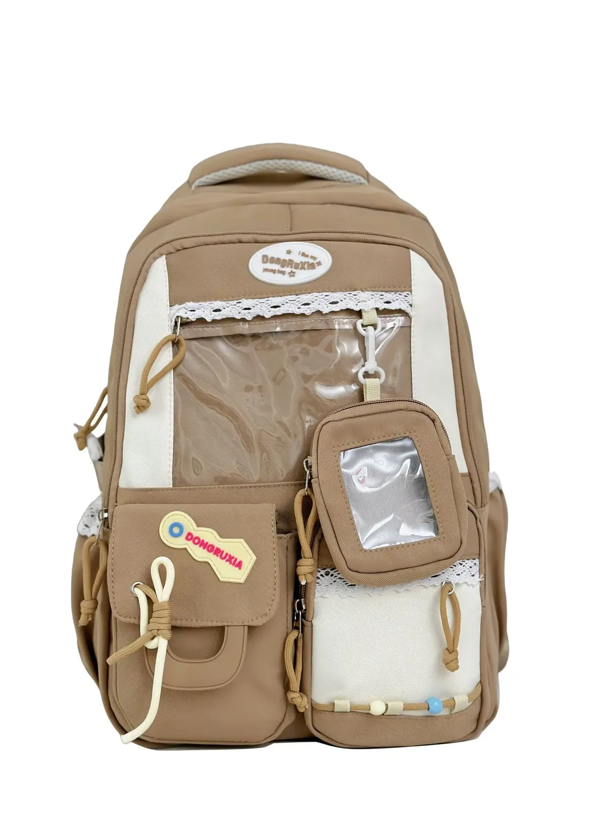 sac à dos transparent style scolaire mignon, grande capacité, décontracté, à double bandoulière pour les élèves du collège et du lycée