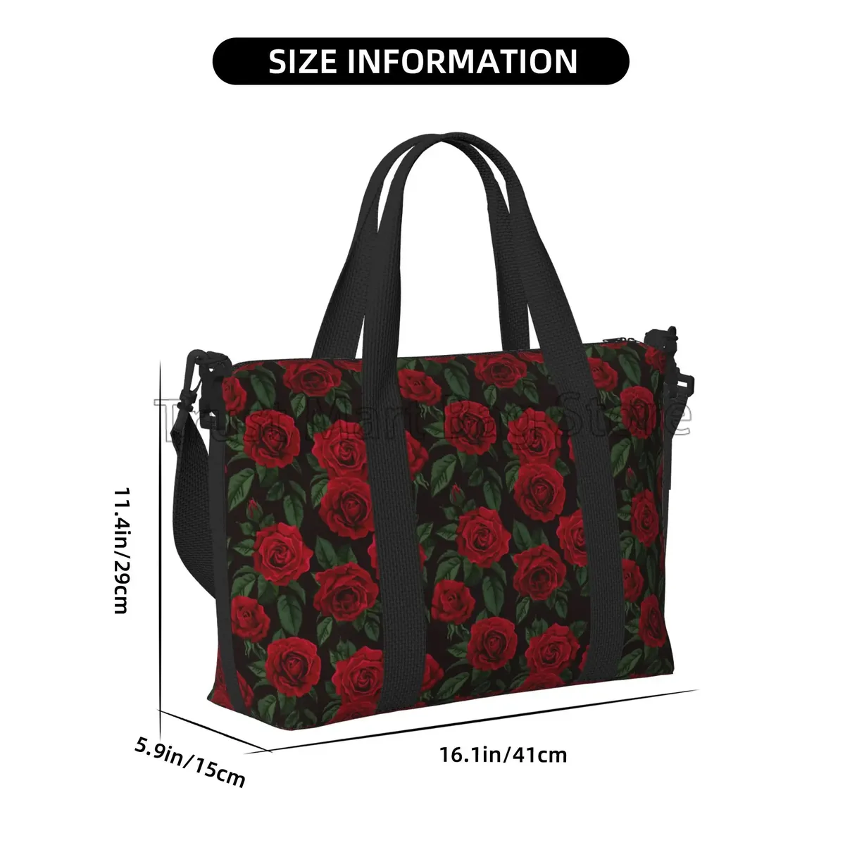 Sacs de voyage à imprimé de roses rouges pour femmes, fourre-tout portable, étanche, idéal pour le week-end, la nuit, la salle de sport et la plage, 03/