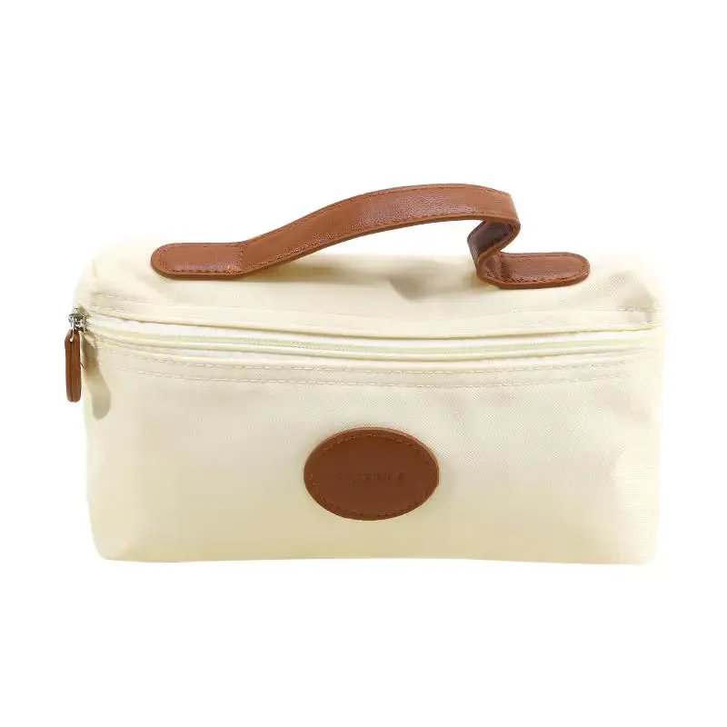 nouvelle trousse de maquillage portable 2026, sac cosmétique à main grande capacité en nylon, trousse de toilette de voyage pour femme, sac de rangement de voyage