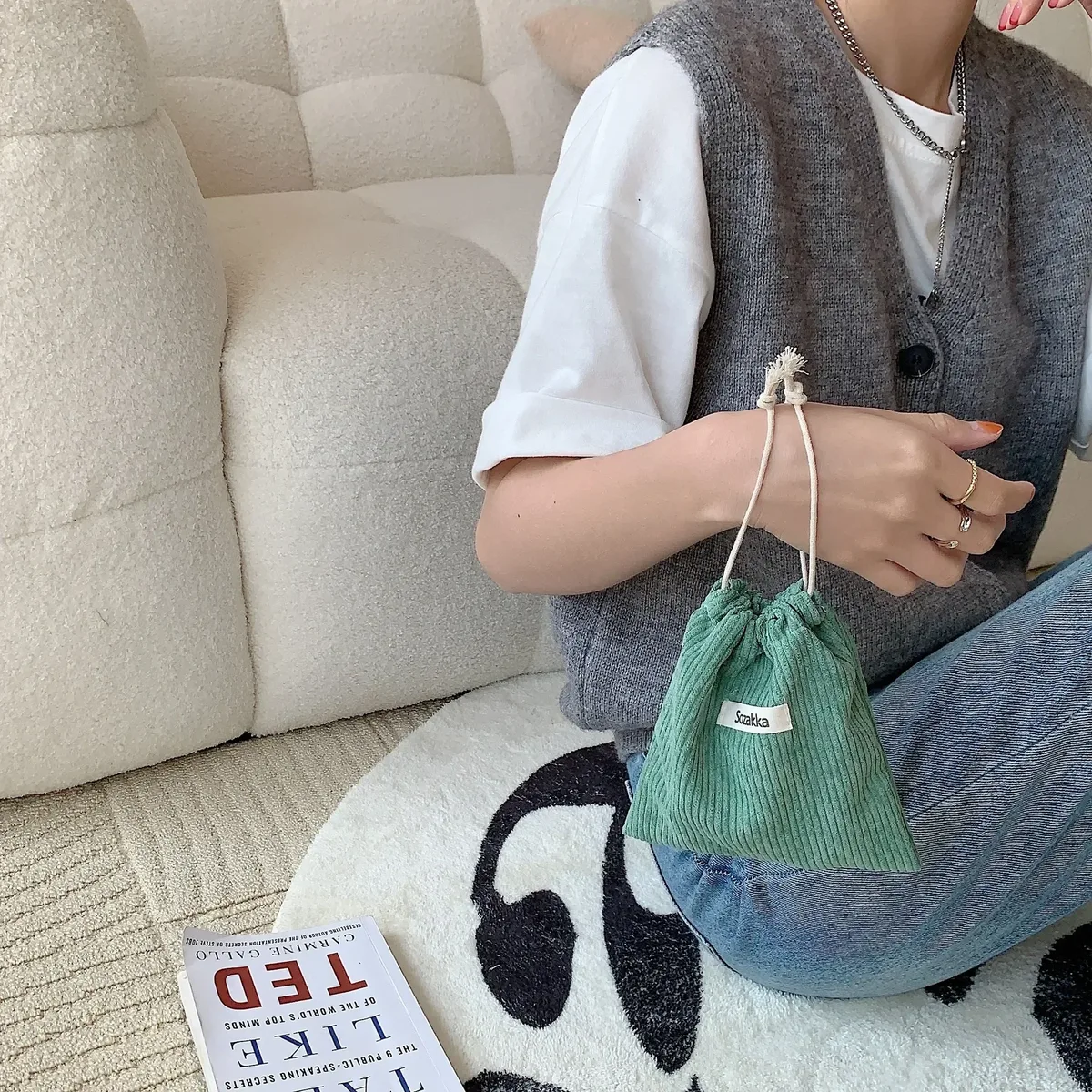 sac à cosmétiques à cordon de couleur unie, 1 pièce, pochette de voyage pour cosmétiques, rouge à lèvres, bonbons, sac d'emballage cadeau de noël, sac de rangement