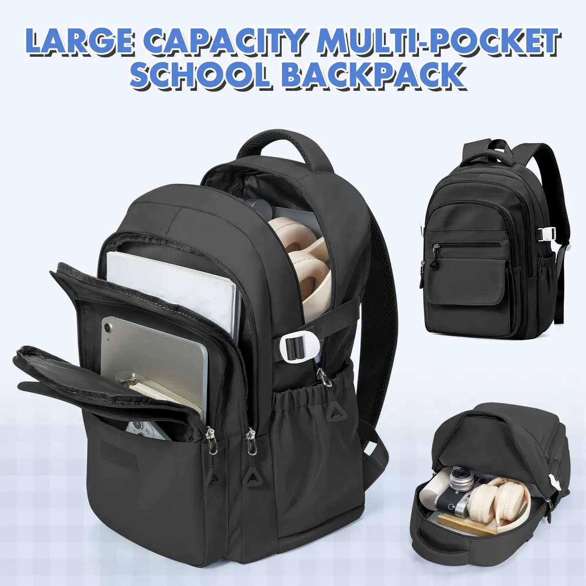 sac à dos esthétique pour femmes, sac à dos d'école pour garçons et filles, sac à livres pour ordinateur portable à plusieurs compartiments, sac à dos de voyage décontracté