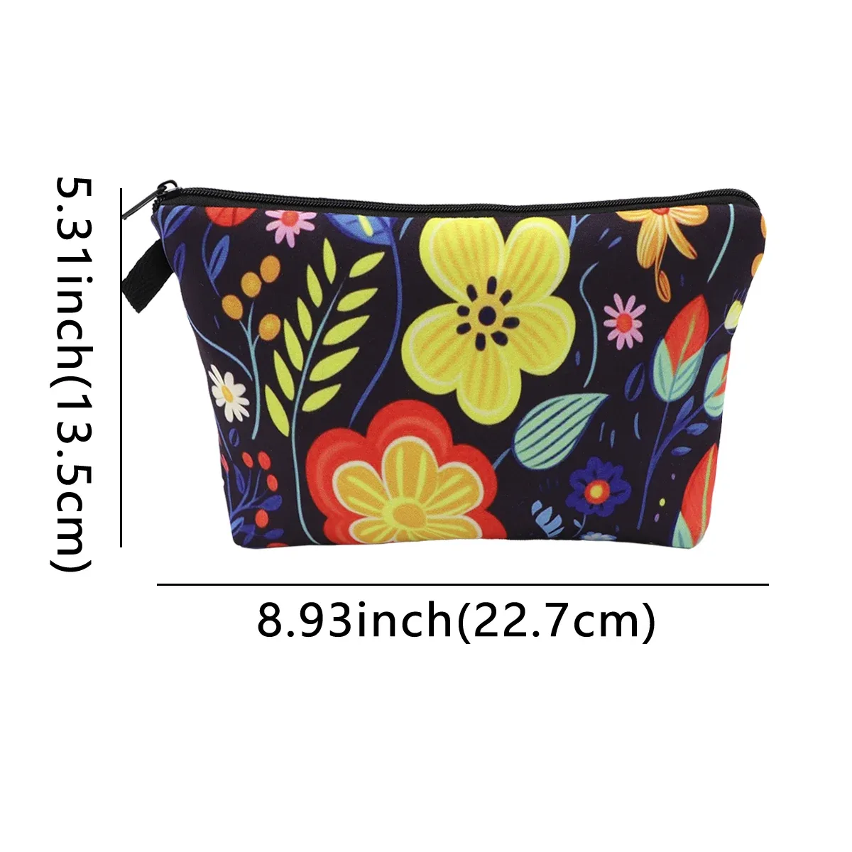sac de maquillage à fermeture éclair série fleur pour femmes, pochette de rangement de voyage portable, sac de rouge à lèvres de voyage, trousse de maquillage, sacs pour pinceaux cosmétiques